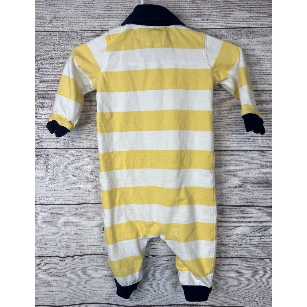Ralph Lauren 2 Rompers Lot Yellow White Collared And Orange and Navy Long Sleeve - Picture 3 of 14